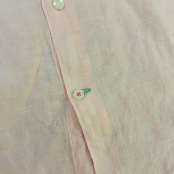 Lilly Pulitzer Men's Stuff Addison Linen Shirt Pink Muse X Resort White NWOT - Picture 4 of 5